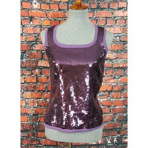 Diane Gilman Tank Top Womens Size XS Sequin Purple